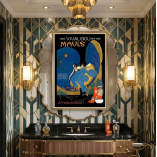 Vintage 1920 Art Deco Repro Parfümwerbung Poster