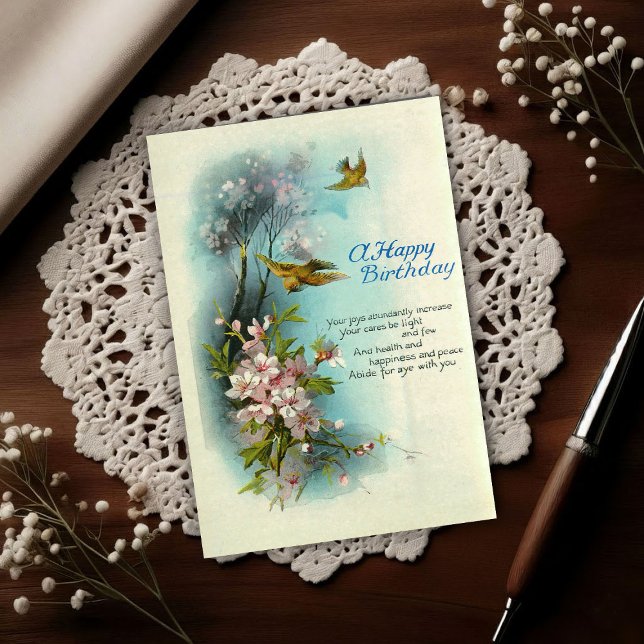 Vintage 1920 Geburtstags-Blüten-Kunst  Postkarte (Von Creator hochgeladen)