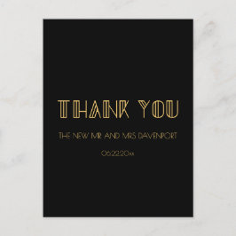 Vintage 1920er Art Deko einfache Hochzeit danke Postkarte