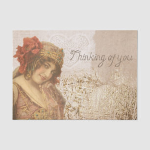 Vintage 1920er Flapper Thinking of You Seidenpapier