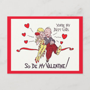 Vintage 1920er Flapper Valentine Postkarte