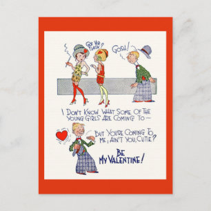 Vintage 1920er Flapper Valentine Postkarte