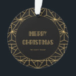 Vintage 1920er Jahre Art Deco Frohe Weihnachten Ornament<br><div class="desc">Mit diesem Vintagen Deko inspirierte Schreibwaren können Sie bis in die rauschenden zwanziger Jahre zurückreisen. Einfache,  aber klassische Retro-Typografie in Schwarz und Gold,  vollständig anpassbar,  wenn Sie die Farbe des Hintergrunds oder des Textes ändern möchten. Sie können das Hintergrunddesign auch ganz einfach entfernen.</div>