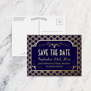 Vintage 1920er Jahre Art Deco Gatsby Save The Date Folie Einladungspostkarte