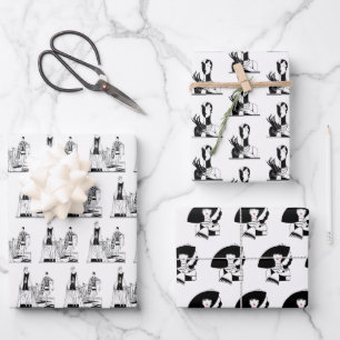 Vintage 1920er Jahre Art Deco modische Damen Geschenkpapier Set