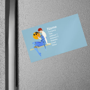 Vintage 1920er-Jahre Flapper Lady Moon Red Hair Magnetische Visitenkarte