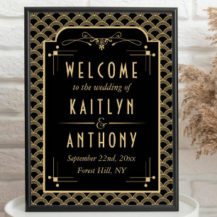 Vintage 1920's Art Deco Gatsby Wedding Welcome Poster