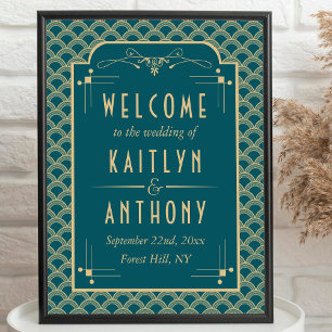 Vintage 1920's Art Deco Gatsby Wedding Welcome Poster
