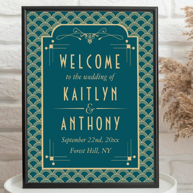 Vintage 1920's Art Deco Gatsby Wedding Welcome Poster (Von Creator hochgeladen)