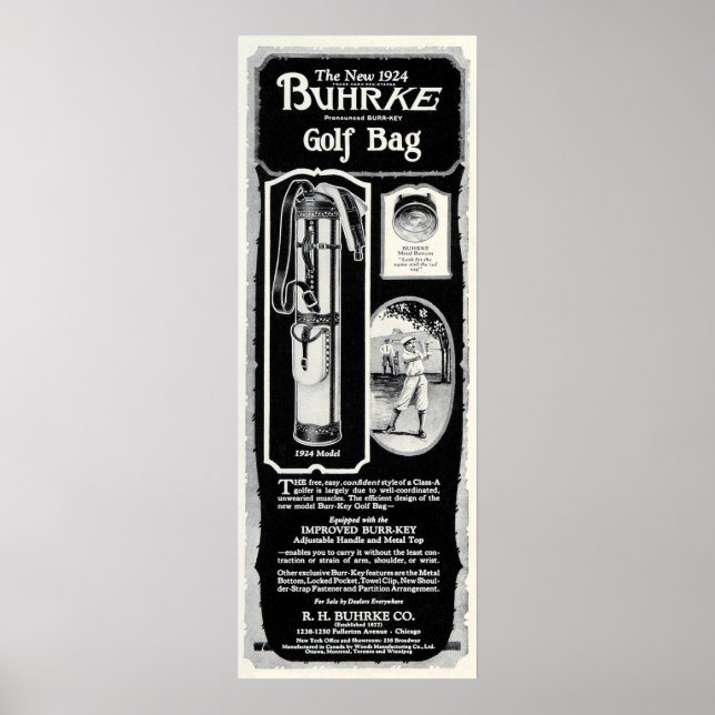 Vintage 1924 Golfausrüstung Printwerbung Poster (Vorne)