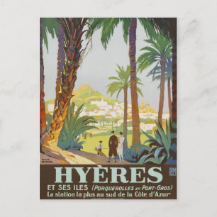 Vintage 1925 Französische Riviera - Hyeres Postkarte