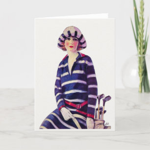 Vintage 1925 Golf Grußkarte Feiertagskarte