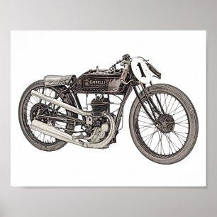 Vintage 1926 Garelli-Rennmotorradzeichnung Poster