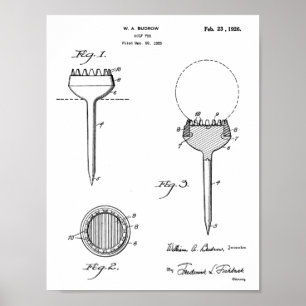 Vintage 1926 Golfball-Tee-Design-Patent Kunstprint Poster