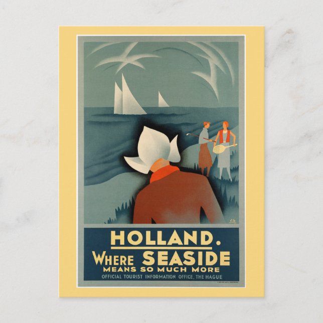 Vintage 1930 Holland Seereise Postkarte (Vorderseite)