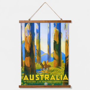 Vintage 1930 Percy Trompf australisches Reiseplaka Wandteppich Mit Holzrahmen