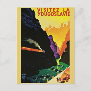 Vintage 1930er Jahre Besuchen Sie Jugoslawien Tour Postkarte