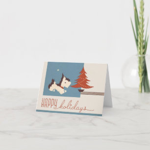 Vintage 1930er Scottie-Hund-Weihnachtskarte Karte