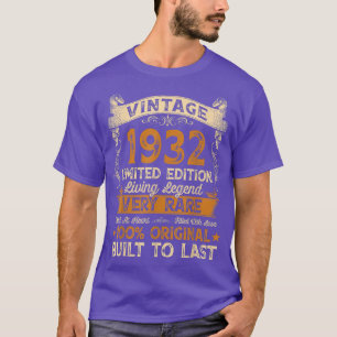 Vintage 1932 90. Geburtstagsgeschenk 90 Jahre alt T-Shirt