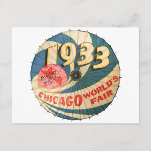 Vintage 1933 Chicago World's Fair Souvenir Art Postkarte
