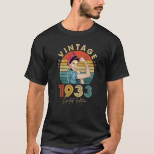 Vintage 1933 Hergestellt 1933 90. Geburtstag 90 J T-Shirt