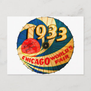Vintage 1933 World's Fair Century Progress Werbeku Postkarte