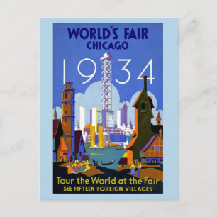 Vintage 1934 Chicago Weltmesse Postkarte