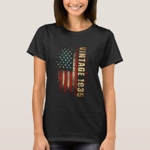 Vintage 1935 Amerikanische Flagge 90. Geburtstag 9 T-Shirt
