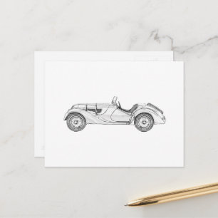 Vintage 1936 BMW 328 Rennwagen Schwarz-Weiß Postkarte