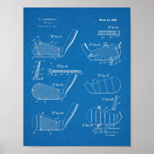 Vintage 1936 Golfschläger Design Patent Kunstprint Poster