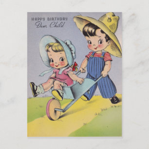 Vintage 1940er Alles Gute zum Geburtstag liebes Ki Postkarte