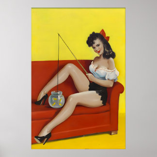 Vintage 1940er Jahre Pin-Up-Girl Poster & Canvas F