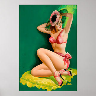 Vintage 1940er Jahre Pin Up Girl Poster & Canvas F