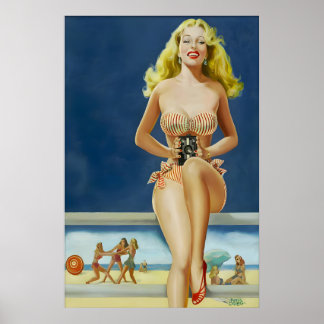 Vintage 1940er Jahre Pin-Up-Girl Poster & Canvas L