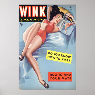 Vintage 1940er Jahre Pin Up Girl Poster & Leinwand