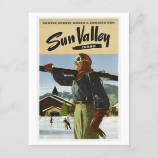 Vintage 1940er Jahre Sun Valley Idaho USA Ski Reis Postkarte