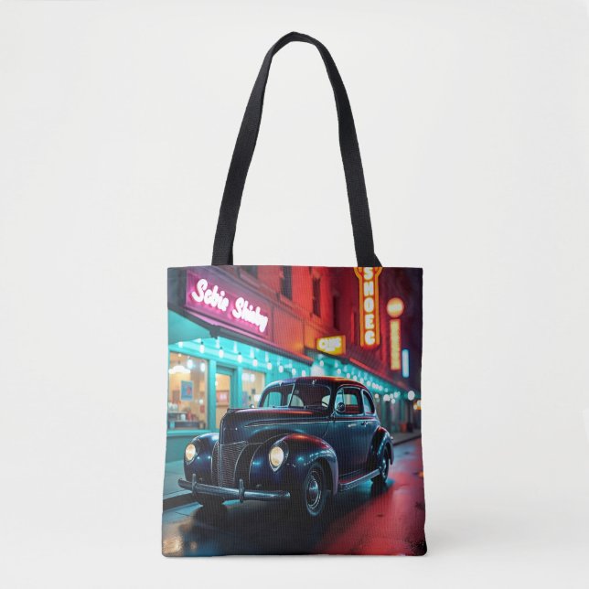 Vintage 1940s Classic Car Under Neon Lights  (Vorderseite)