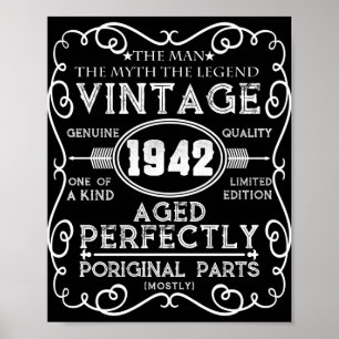 Vintage 1942 Mann Mythos Legende 79. Geburtstag Poster