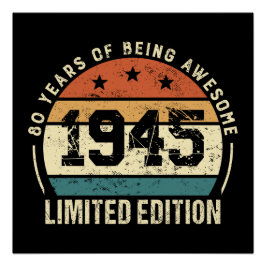 Vintage 1945 Retro 80. Geburtstagsgeschenk Idee Poster