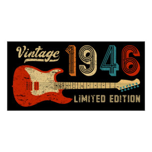Vintage 1946 Geburtstagsidee E-Gitarre Bassist Poster