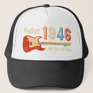 Vintage 1946 Geburtstagsidee E-Gitarre Bassist Truckerkappe