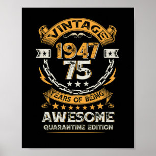 Vintage 1947 75. Geburtstag 75 Jahre alt Poster