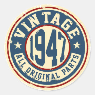 Vintage 1947 Alle Originalteile Runder Aufkleber