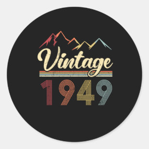 Vintage 1949 72. Geburtstag Retro 72 Jahre alt Runder Aufkleber
