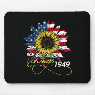 Vintage 1949 Sonnenblume 4. Juli Unabhängigkeitsta Mousepad
