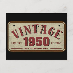 Vintage 1950 Limitierte Auflage Originalteile Postkarte