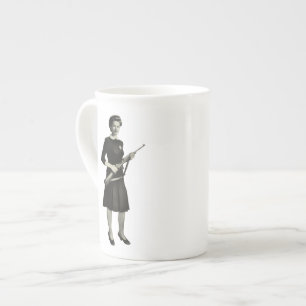 Vintage 1950er Jahre Gun Gal Bone China Kaffee Tee Prozellantasse