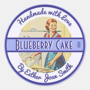 Vintage 1950er Jahre Küchenansicht mit benutzerdef Runder Aufkleber