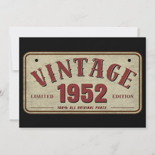 Vintage 1952 Limitierte Auflage Originalteile Einladung