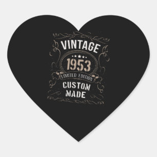 Vintage 1953 Limitierte Auflage Maßgeschneidert Herz-Aufkleber